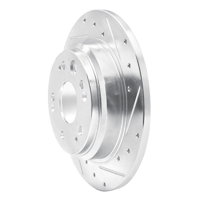 Acura RL Brake Rotor (1) - Rear Right - R1 Concepts - Drilled & Slotted - Silver - `02-`04
